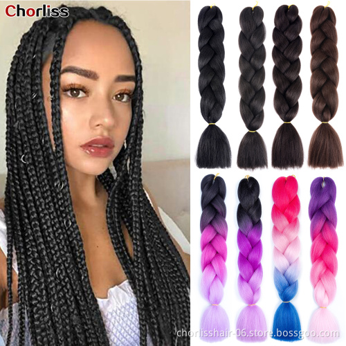Wholesale 24'' Ombre Yaki Jumbo Braids Pre-stretched Crochet Synthetic Afro Braiding Hair Extensions Expression Braiding Hair